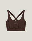 Cuera Oncourt Soft Bra Top in Dark Brown, flat lay front view