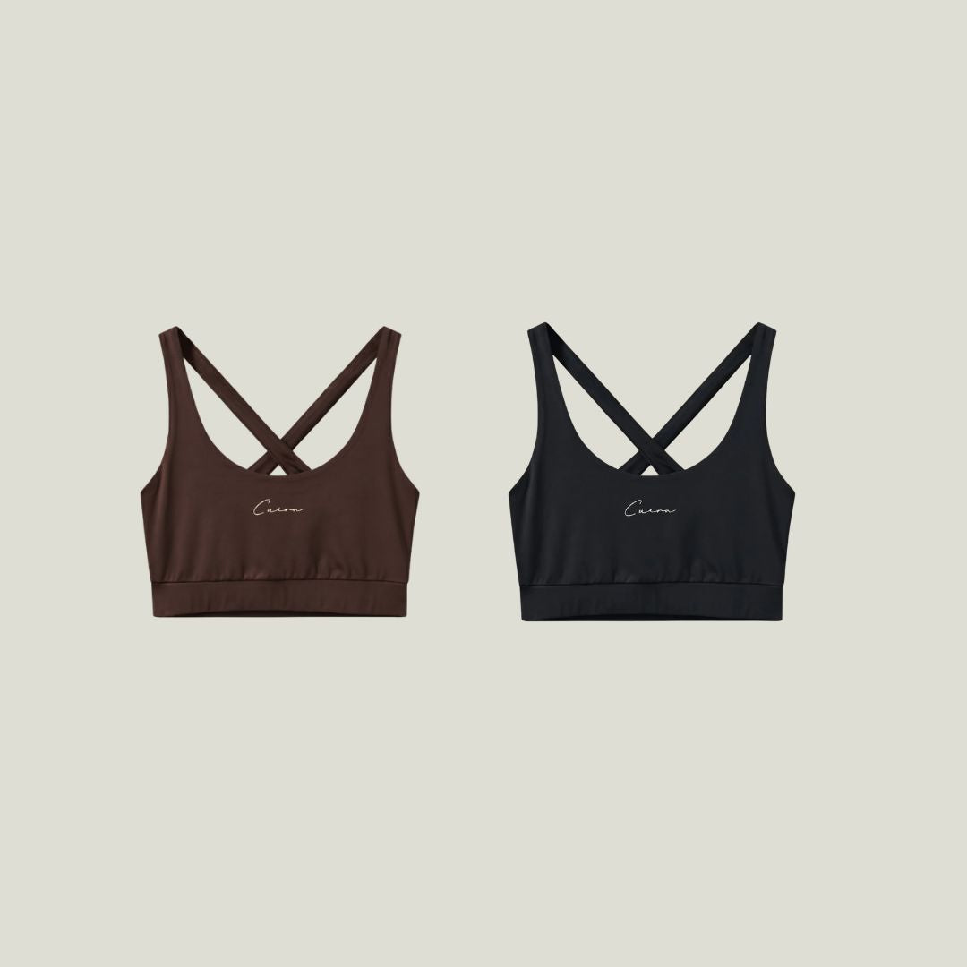 Oncourt Soft Bra Top 2-pack - Dark Brown &amp; Black