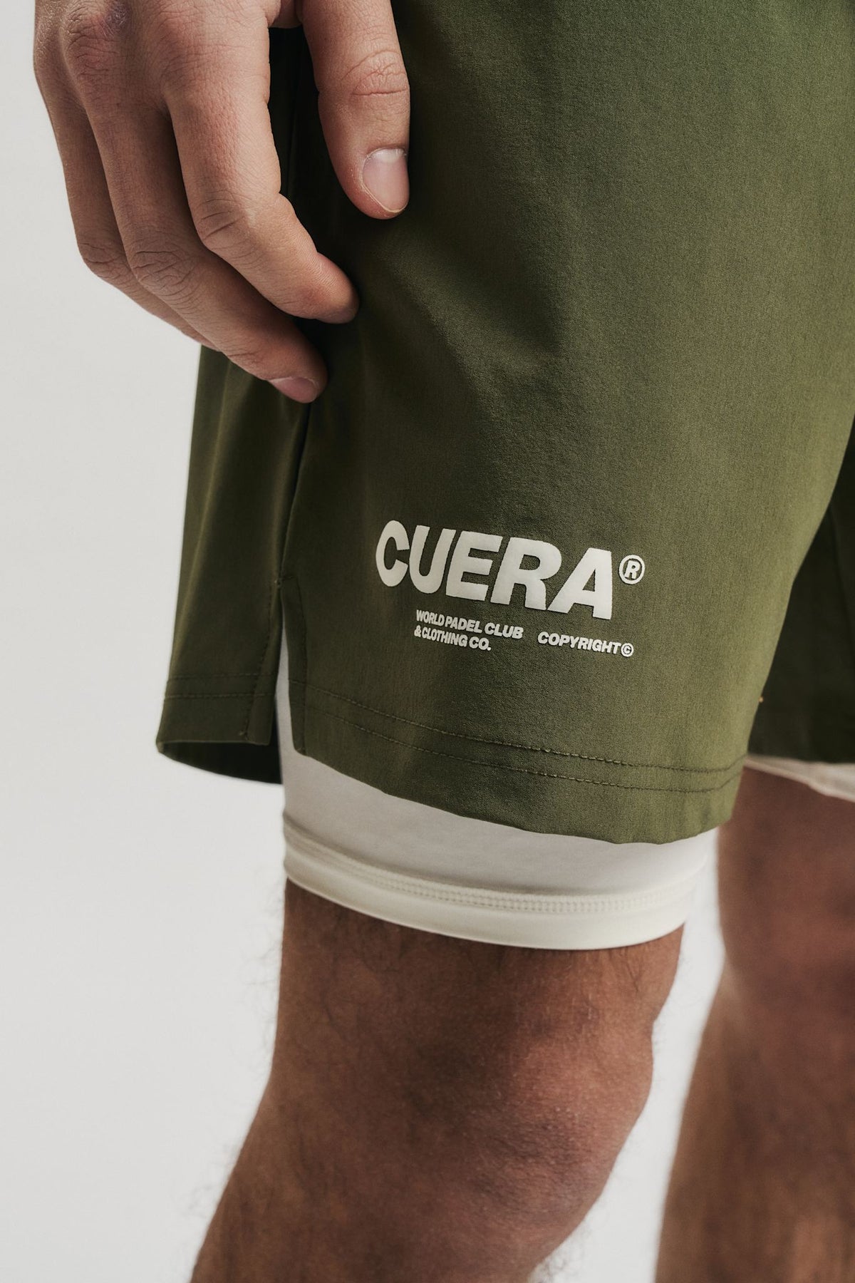 Cuera Oncourt 2in1 Shorts in Army, logo print detail