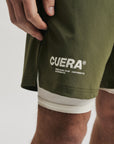 Cuera Oncourt 2in1 Shorts in Army, logo print detail