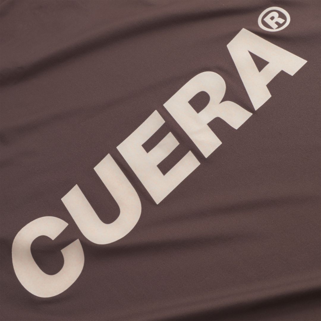 Cuera Oncourt Airy Logo T-Shirt in Dark Brown, logo print detail