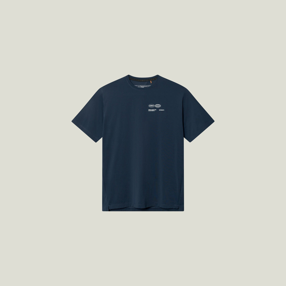 Cuera Oncourt Airy Logo T-Shirt in Navy, flat lay front view