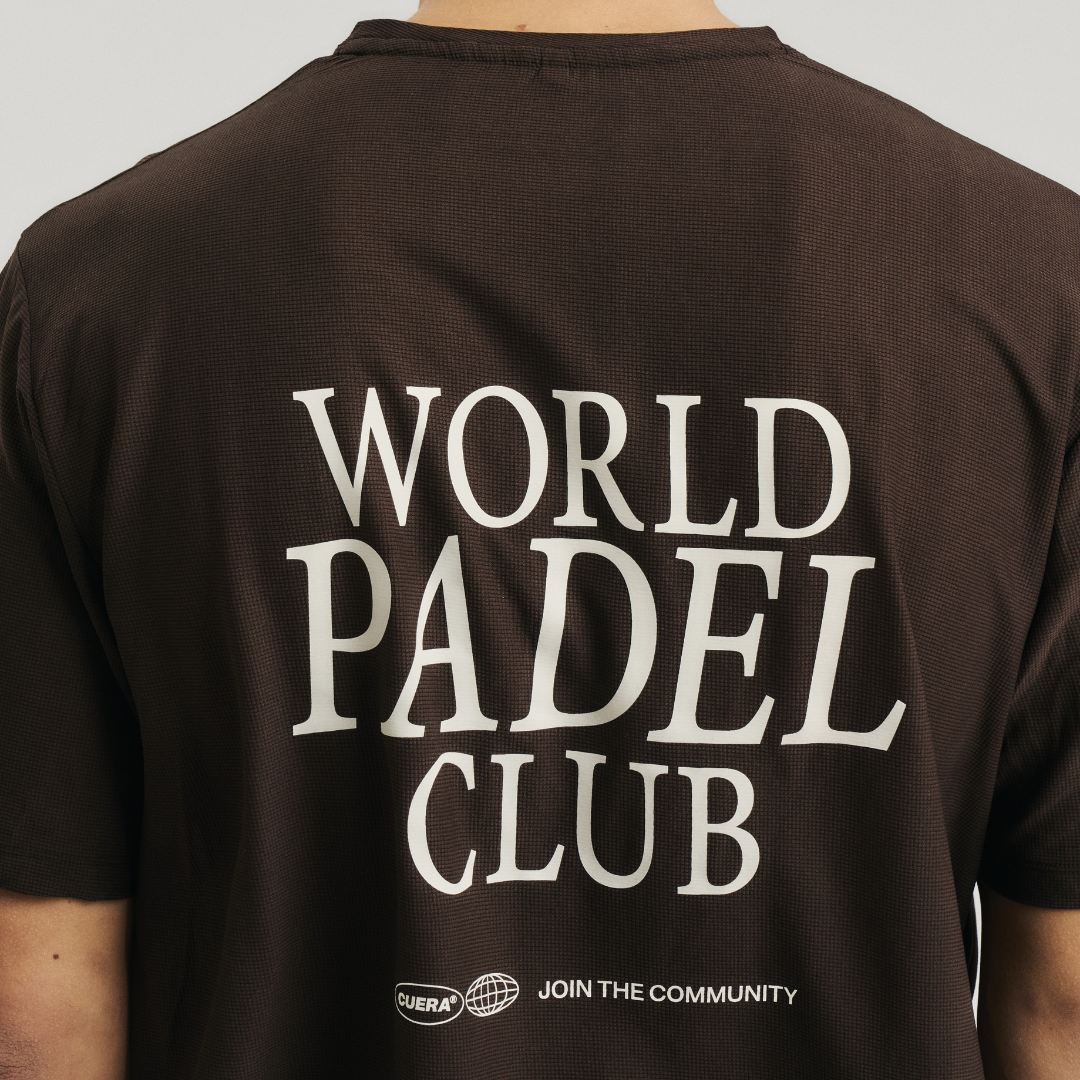 Cuera Oncourt Breathe WPC T-Shirt in Dark Brown, logo print detail