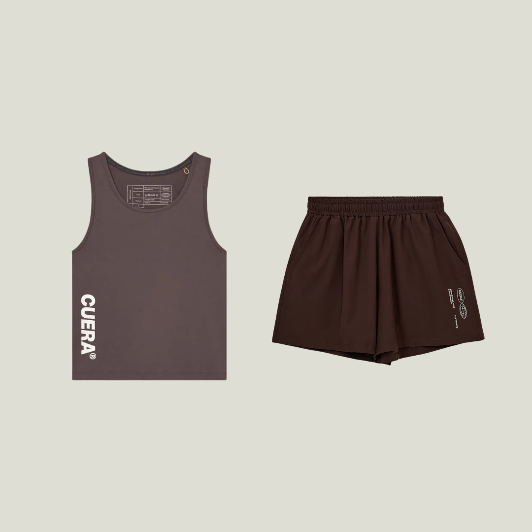 Cuera Oncourt D. Brown Tank Top &amp; Shorts, flat lay front view
