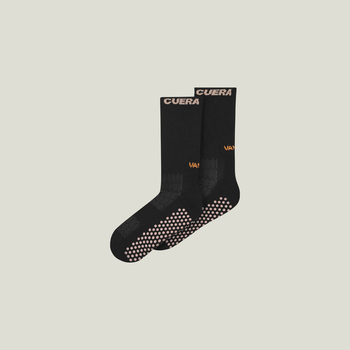 Cuera Oncourt Grip Sock in Black, flat lay front view