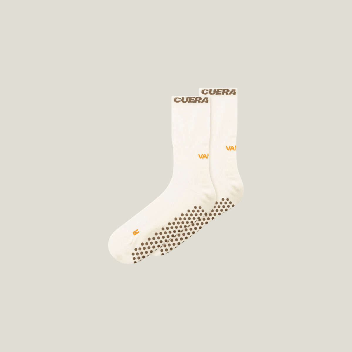 Cuera Oncourt Grip Sock in Off White, flat lay front view