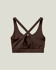 Cuera Oncourt Soft Bra Top in Dark Brown, flat lay back view