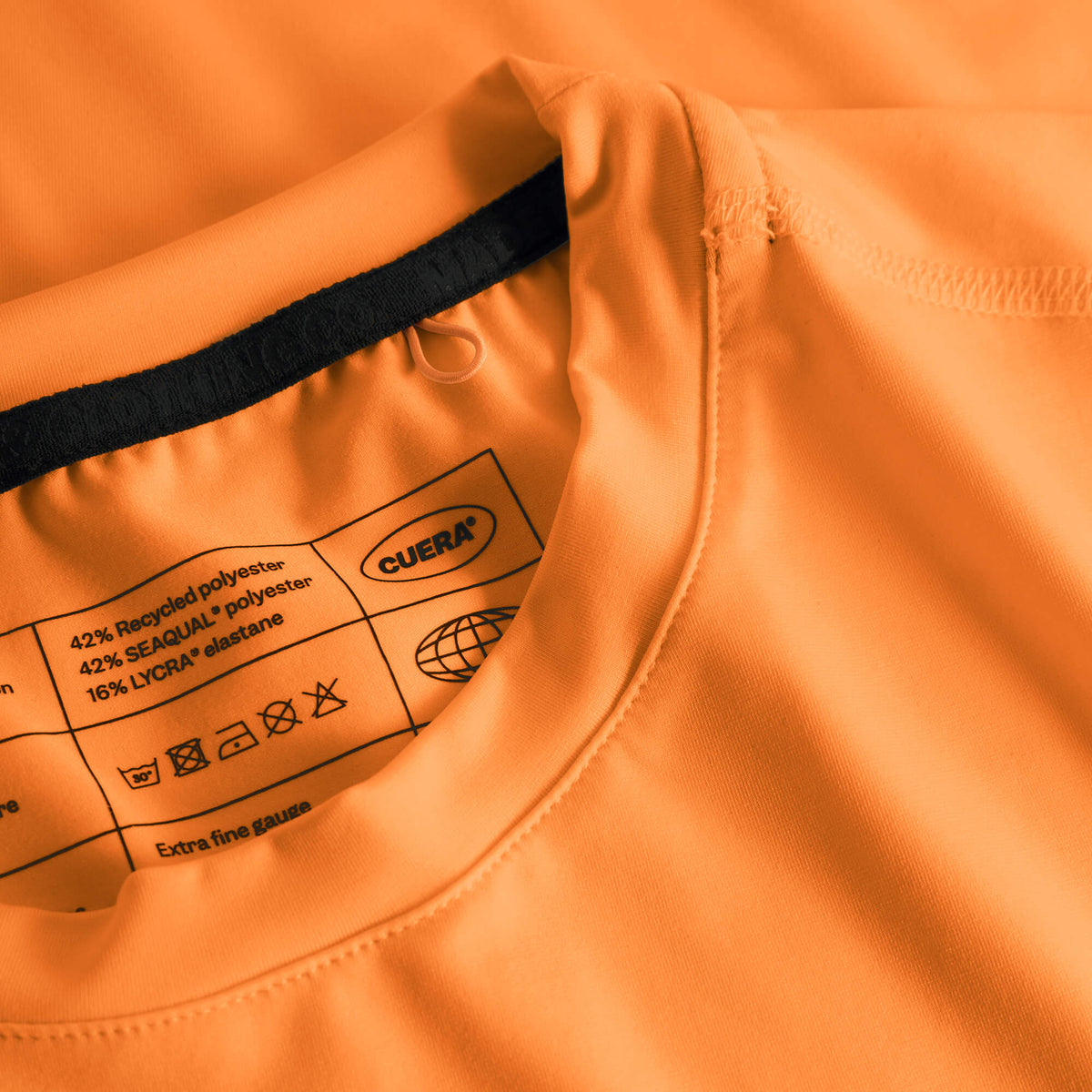 Cuera Oncourt LS Layer T-Shirt in Orange, neck label and care tag detail