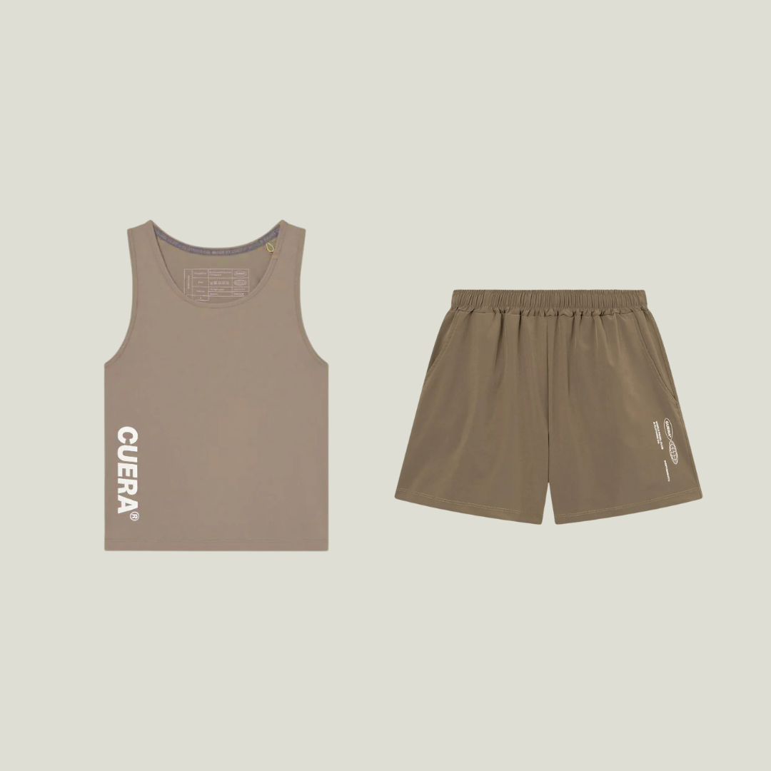 Cuera Oncourt Walnut Tank Top &amp; Shorts, flat lay front view